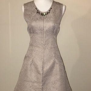 Gray Beaded Brocade Mini Dress NWT